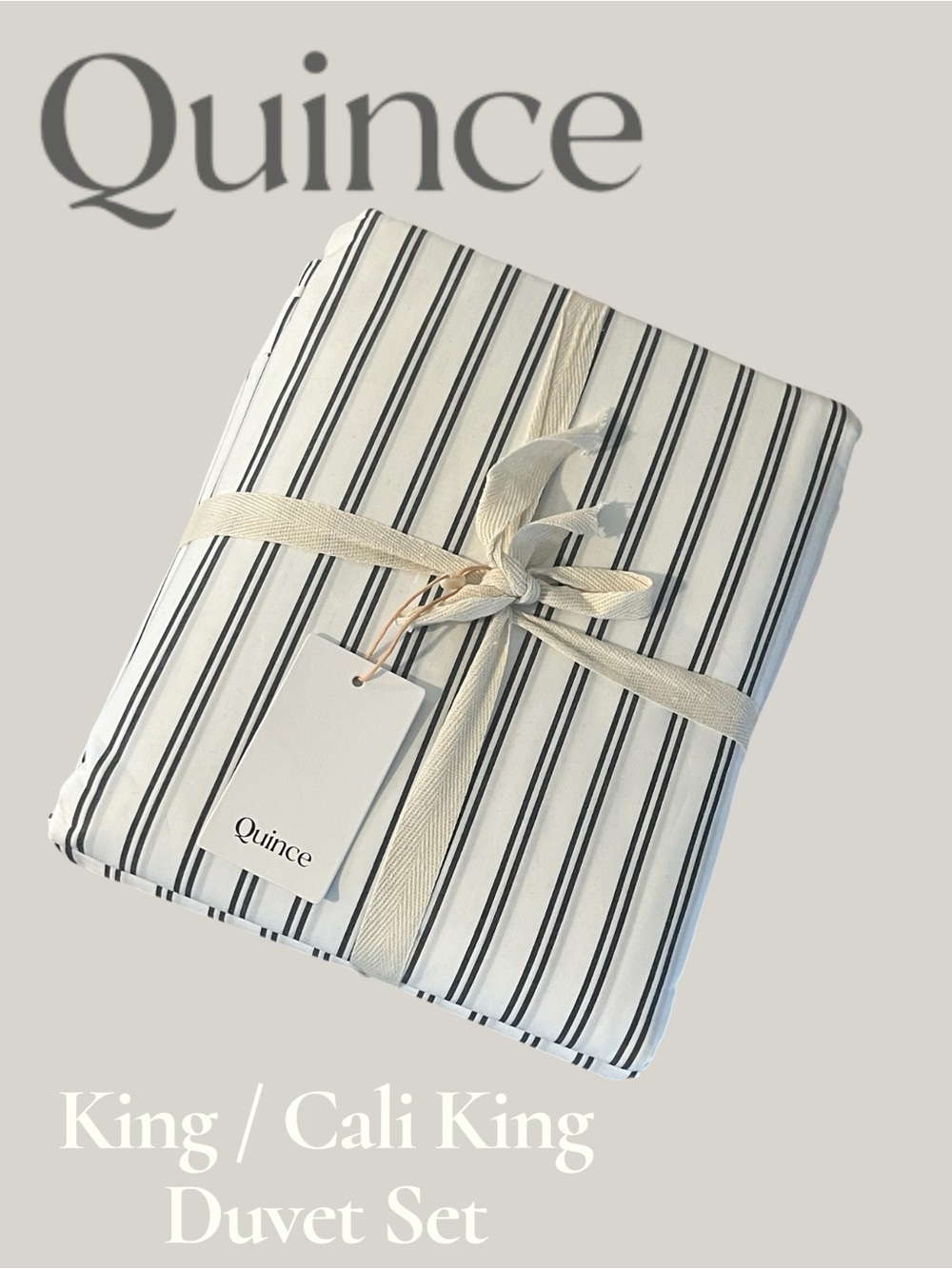 Quince Organic Cotton Crisp Double Striped Duvet Set King/Cali. King